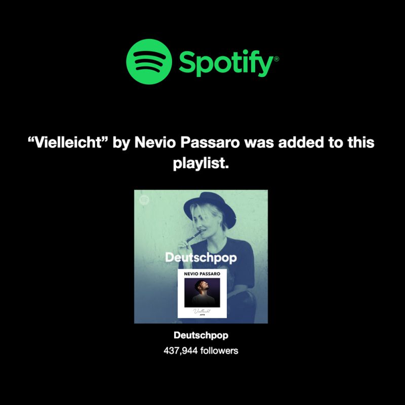 Single "Vielleicht" auf Spotify Deutschpop Playlist